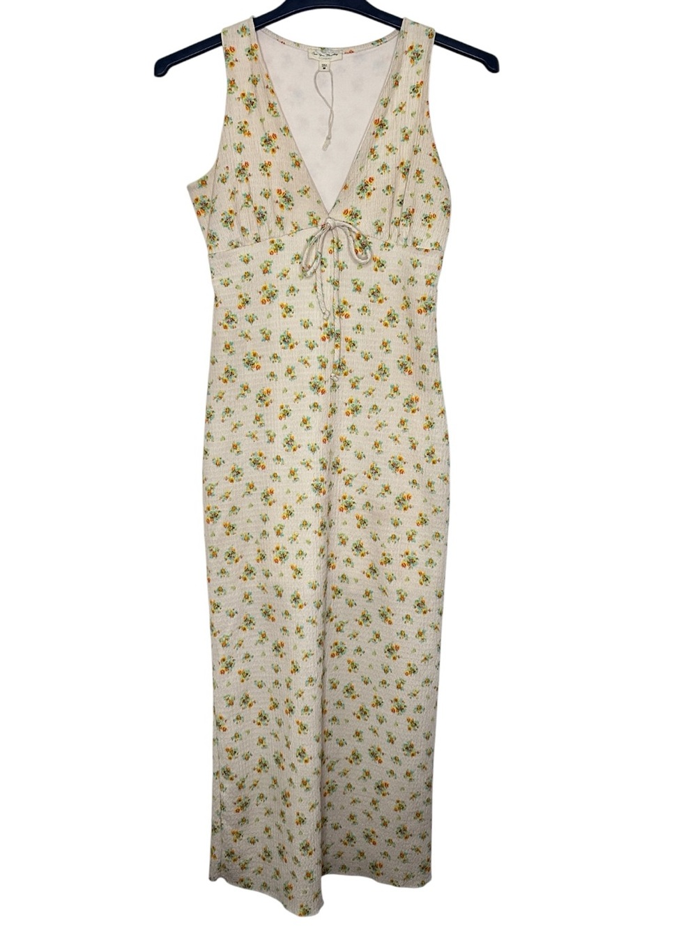 Free People Movement Floral Maxi Dress Tie Front Sleeveless Size M
